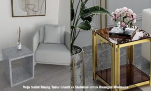 Meja Sudut Ruang Tamu Granit vs Stainless untuk Ruangan Minimalis